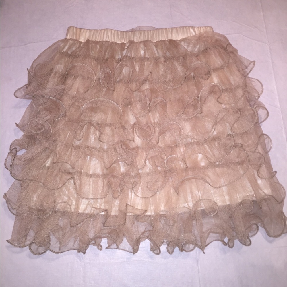 Tan Ruffled Tiered Skirt